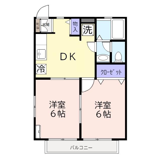 グランシャリオ(2DK/2階)の間取り写真
