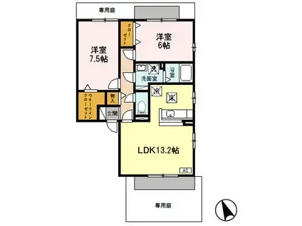 ファミール寿(2LDK/1階)の間取り写真