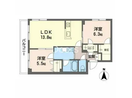 そよかぜII(2LDK/3階)の間取り写真