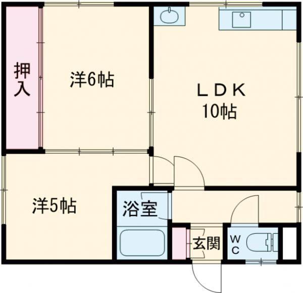 コーポカタオカ(2LDK/2階)の間取り写真