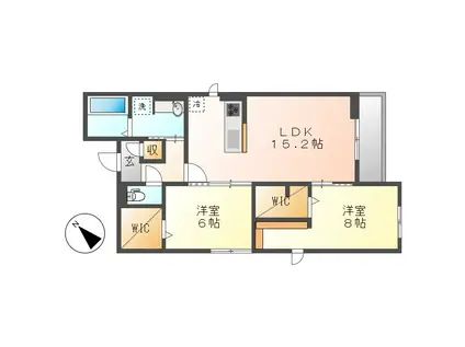 マリポーサ高畑B(2LDK/3階)の間取り写真