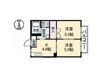 レイク・ルイーズ(2DK/1階)の間取り写真