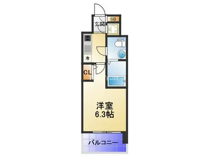 エスリード桜ノ宮レジデンス(1K/3階)の間取り写真