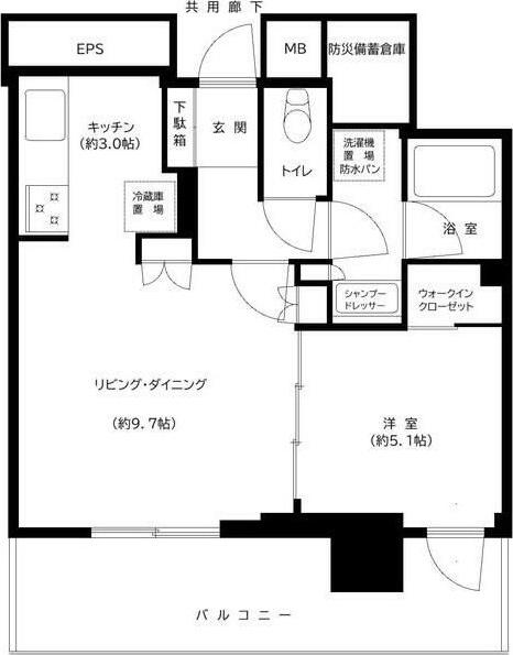 大宮スカイ&スクエア ザ・レジデンス(1LDK/2階)の間取り写真