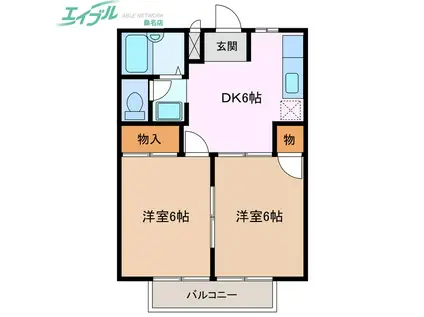 シティハイツM(2DK/2階)の間取り写真