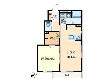 ALVA.A(1LDK/1階)の間取り写真