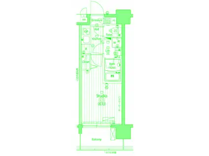 ガーラ・ステーション横濱阪東橋(1K/3階)の間取り写真