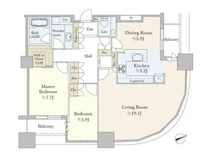 東京ツインパークスライトウイング(2LDK/30階)の間取り写真