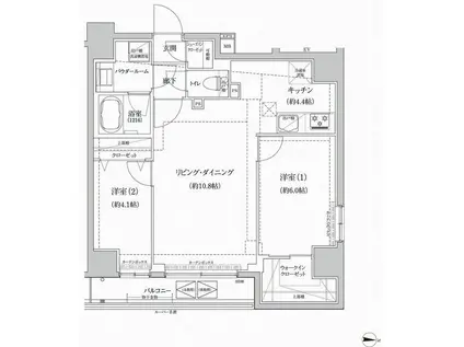 RELUXIA本所吾妻橋III(2LDK/10階)の間取り写真