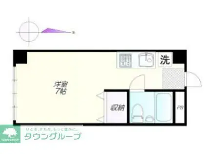 東急大井町線 大岡山駅 徒歩7分 4階建 築37年(ワンルーム/4階)の間取り写真