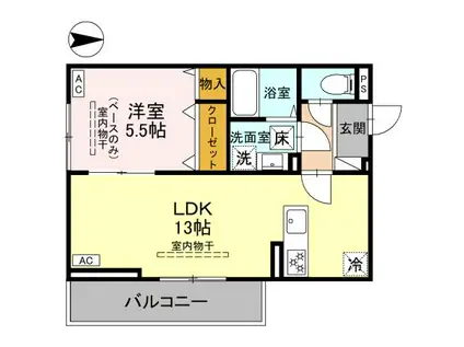 メゾン楓の木(1LDK/1階)の間取り写真