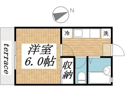 ハイツバンブーII(1K/1階)の間取り写真