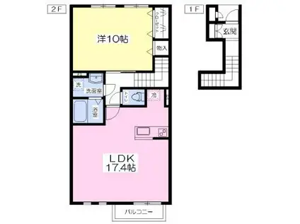 フローリィアスカ(1LDK/2階)の間取り写真