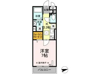 オリヴィア山手(1K/1階)の間取り写真