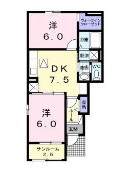 サンリットB(2DK/1階)の間取り写真