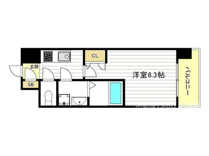 エスリードレジデンス大阪ザ・クラス(1K/9階)の間取り写真