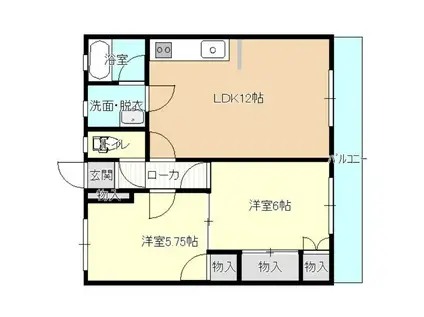 いとうコーポ(2LDK/3階)の間取り写真