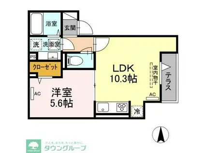 ルリアン中村(1LDK/1階)の間取り写真