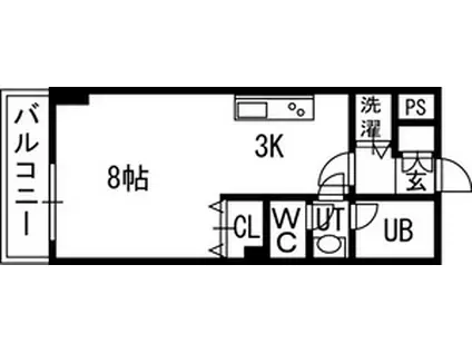 PRIME URBAN北14条(1K/7階)の間取り写真