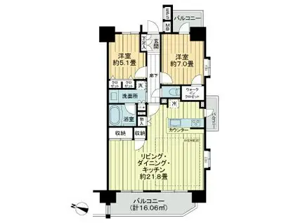 サニーコート大宮盆栽町第2(2LDK/8階)の間取り写真