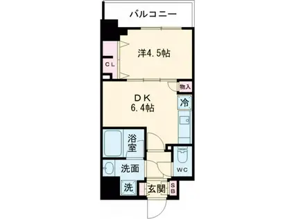 エスレジデンス新宿早稲田アヴェリス(1DK/4階)の間取り写真