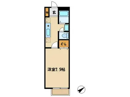サニーヒル(1K/1階)の間取り写真
