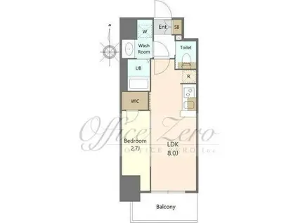 S-RESIDENCE亀島駅前ASCENT(1LDK/10階)の間取り写真