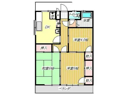 グランドハイツ野上(3DK/3階)の間取り写真