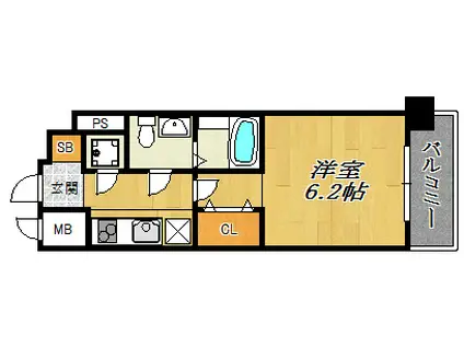 エスリード大阪シティグランツ(1K/6階)の間取り写真