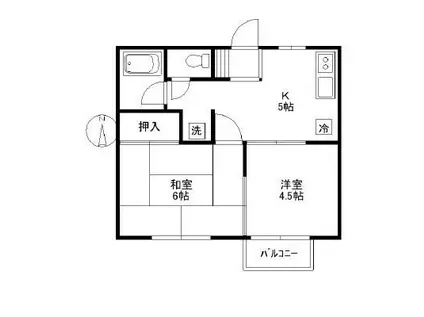 フラッツ片瀬山I(2K/2階)の間取り写真
