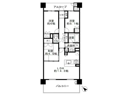 パークシティ南千里丘(3LDK/7階)の間取り写真