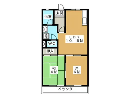 リバティはやのA(2LDK/2階)の間取り写真