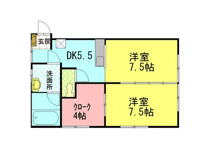 NOOK M-8(2DK/2階)の間取り写真