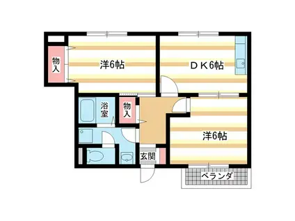 カーサ ベルデI(2DK/1階)の間取り写真