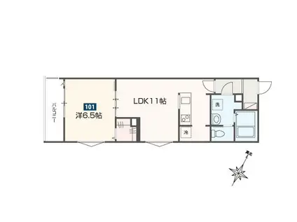 メルディア福生3(1LDK/1階)の間取り写真