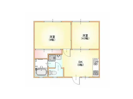 パナハイツ深沢A棟(2DK/2階)の間取り写真