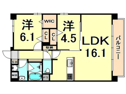 ザクシフ(2LDK/2階)の間取り写真