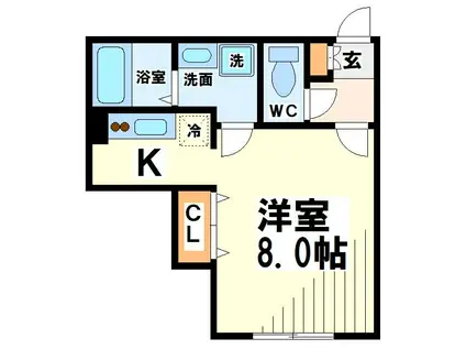 ザ・パーククロス千歳烏山(1K/3階)の間取り写真