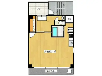 ルイスバラガン(ワンルーム/3階)の間取り写真