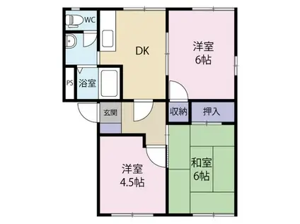 プラムハイツI(3DK/1階)の間取り写真