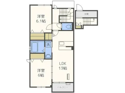 シャルムール大池(2LDK/3階)の間取り写真