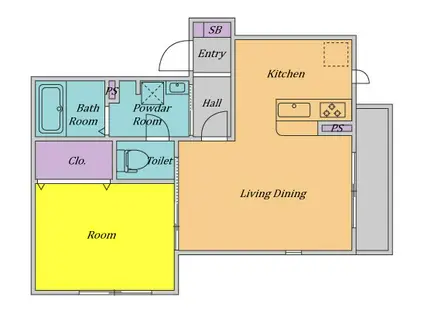 シャーメゾンセントレージ鶴橋(1LDK/1階)の間取り写真