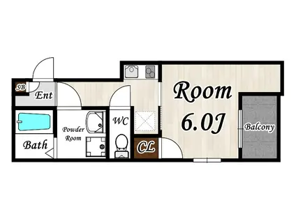 グラシアスコート長瀬(1K/1階)の間取り写真