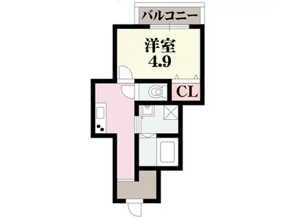 ソエル海塚(1K/1階)の間取り写真