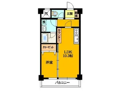 エフワンK西馬込(1LDK/1階)の間取り写真