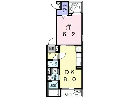 ホワイトウェル湘南II(1LDK/2階)の間取り写真