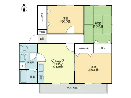 キャメル三条20(3DK/1階)の間取り写真