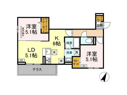 ディパイナ保土ヶ谷(2LDK/1階)の間取り写真
