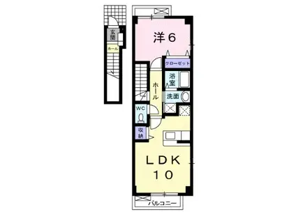 ウルーアンジュ(1LDK/2階)の間取り写真