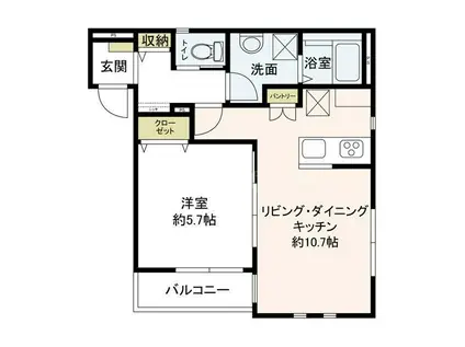 アルカディア流山(1LDK/1階)の間取り写真